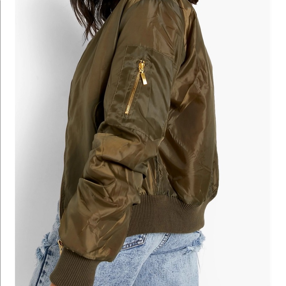 Green puffer sleeve bomber jacket - Picture 2 of 3